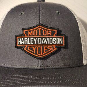 Harley-Davidson Patched Charcoal/White Mesh Low Profile Snapback Trucker Hat